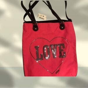 Aeropostale pink/black silver bling Love
Heart design tote bag